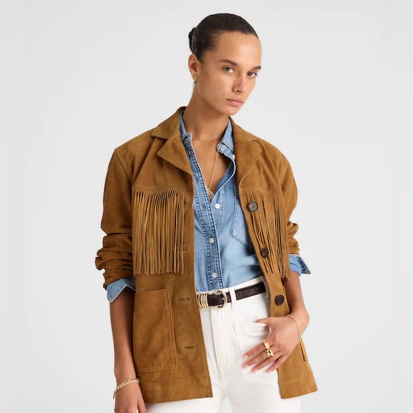 Madewell Women's Tan Suede Fringe Jacket - Picture 1 of 1